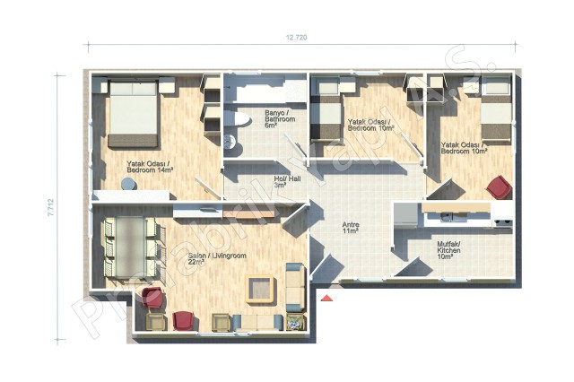 Ayder 88 m2 Plan